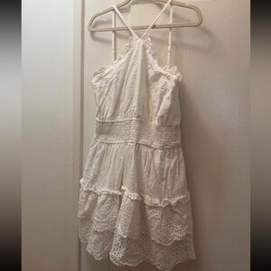 White Eyelet Halter Dress